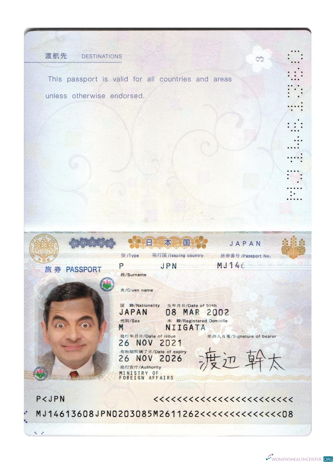 Download Japan passport 2021 present Photoshop template